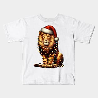 Lion Wrapped In Christmas Lights Kids T-Shirt